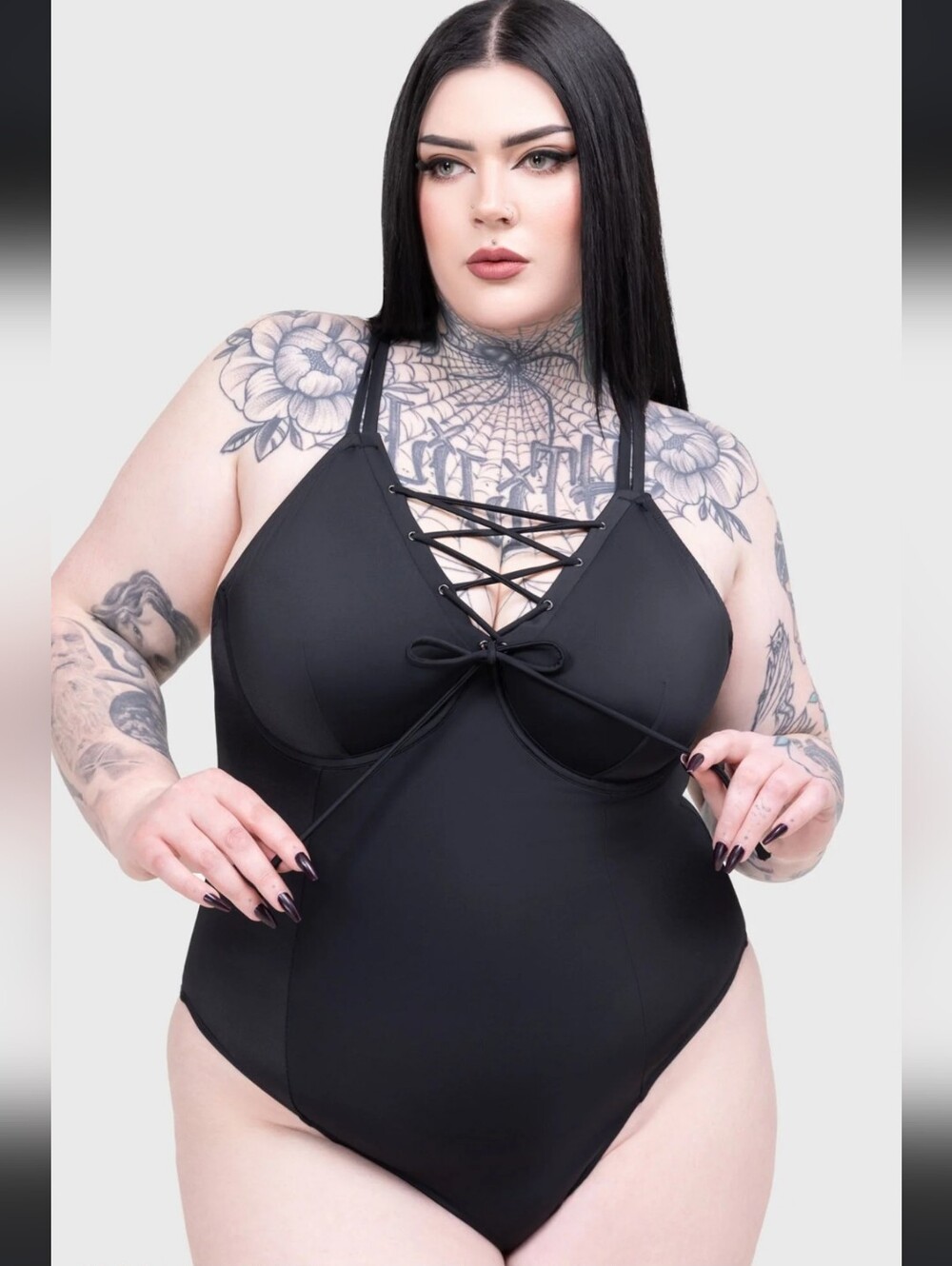 Killstar Black Lace-Up One Piece Swimsuit - Picture 8 of 9